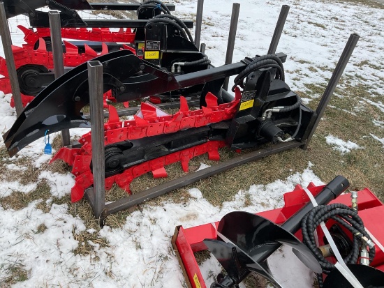 New Unused GIYI GY-X39 Trencher Mini Skid Loader Attachment, 8" Trenching Width, 39" Trenching Depth