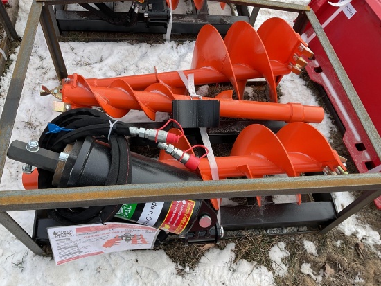 New Unused Raytree RMA42 Skid Steer Auger Attachment Set, 10", 12" and 18" Auger Bits