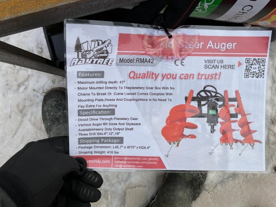 New Unused Raytree RMA42 Skid Steer Auger Attachment Set, 10", 12" and 18" Auger Bits
