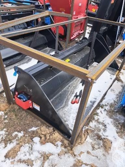 New Unused Raytree RMRB72 Power Rake Bucket Skid Loader Attachment, 72" Wide