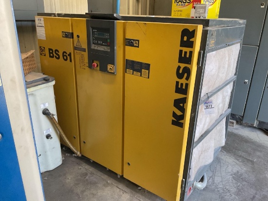 2001 Kaeser BS61 Air Compressor, 50 Hp, 46,249 Hours, 460 Volt 3 Phase
