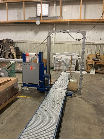 2015 EAM Mosca OHS Horizontal Strapping Machine with Infeed and Outfeed Conveyor, 460 Volt 3 Phase