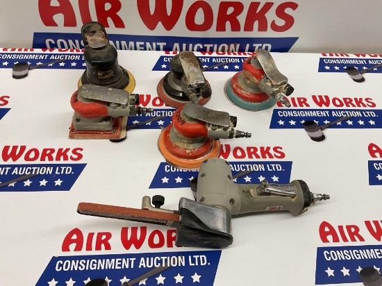 Box Lot, 6 Pneumatic Sanders Including 3M, Advantage and Dynabrade,