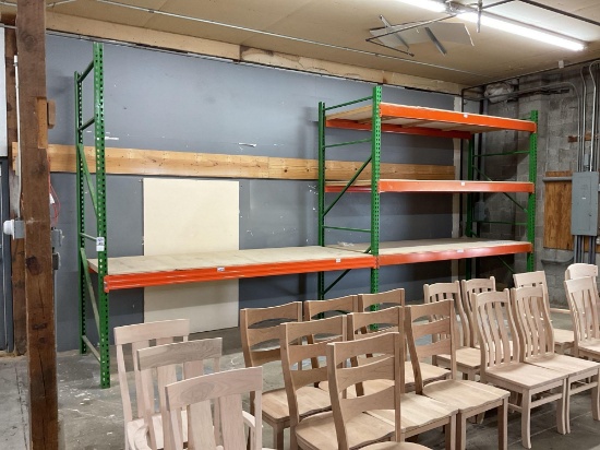 2 Section Pallet Rack with Wood Decking, 48" x 10' Uprights, 8 - 10' Beams
