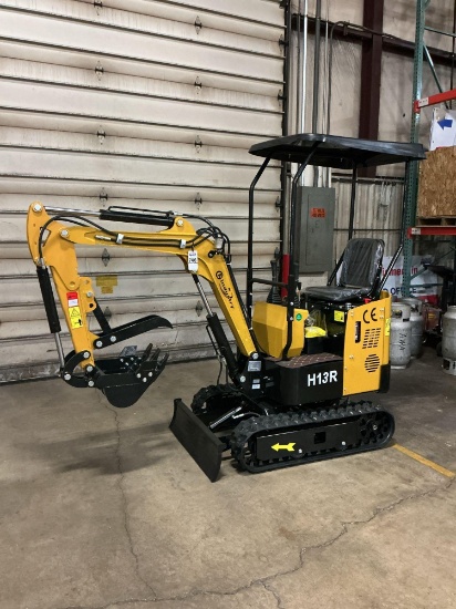 New Unused CFG Industrial H13R Mini Excavator, 15 Hp Gas Engine, Pilot Controls, Aux. Hydraulics