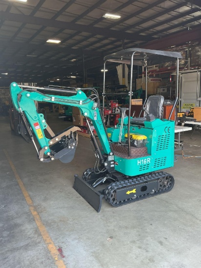 New Unused CFG Industrial H16R Mini Excavator, 15 Hp Gas Engine, Pilot Controls, Aux. Hydraulics