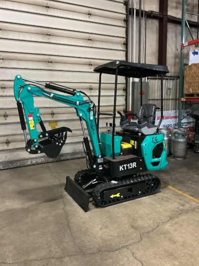 New Unused CFG Industrial KT13R Mini Excavator, 15 Hp Gas Engine, Pilot Controls, Aux. Hydraulics