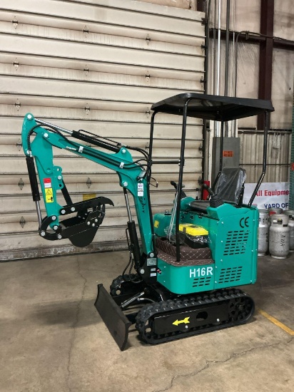 New Unused CFG Industrial H16R Mini Excavator, 15 Hp Gas Engine, Pilot Controls, Aux. Hydraulics