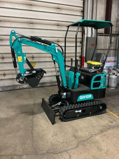 New Unused CFG Industrial QH12R Model Mini Excavator, 13.5 Hp Gas Engine, Digging Bucket, Man.Thumb