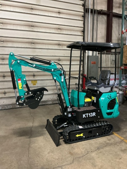 New Unused CFG Industrial KT13R Mini Excavator, 15 Hp Gas Engine, Pilot Controls, Aux. Hydraulics