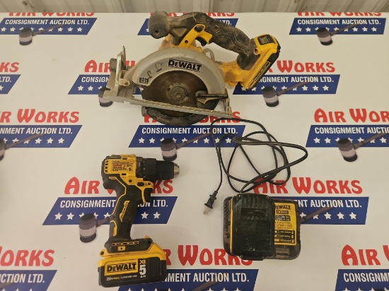 Dewalt 20v - 1/2" Drill/Driver, 6-1/2" Circular Saw, Charger & 3 Batteries