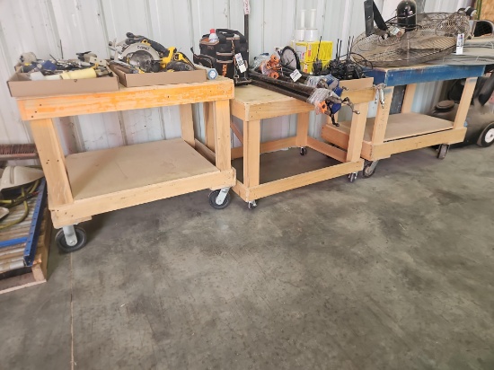 3 - Rolling Wooden Carts - CONTENTS NOT INCLUDED