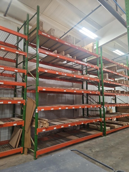 Pallet Racking 2 - 18' x 48" Uprights 14 - 12' Beams w/Wire Mesh Shelving
