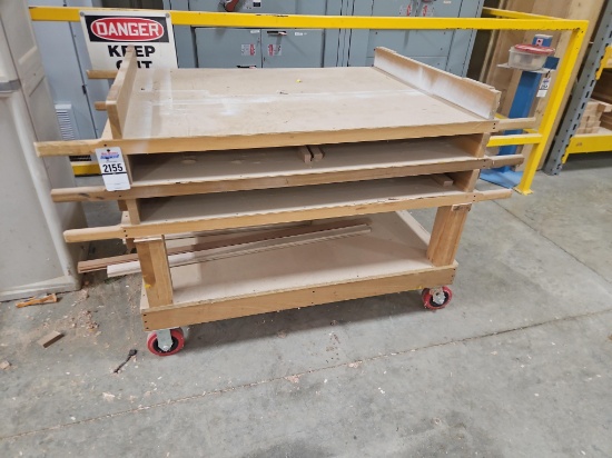 Wooden Face Frame Cart w/Buildable Shelves