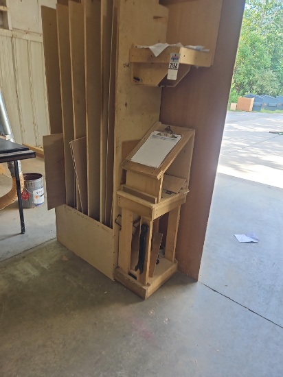 Plywood Storage Work Station w/Assorted Plywood Pcs