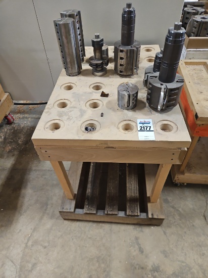 Wooden Stand with Molder Cutterheads and Mandrels