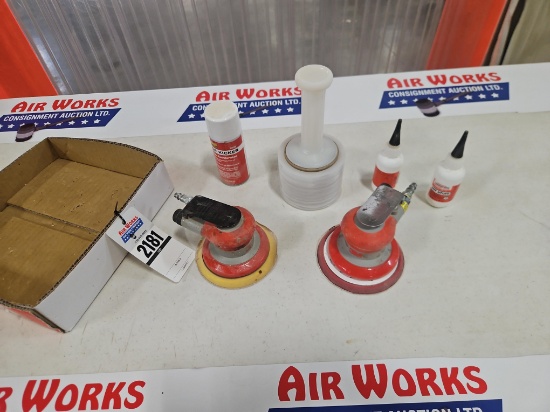 2 - 3M Orbital Palm Sanders, Hot Stuff Glue & Accelerator, Stretch Wrap