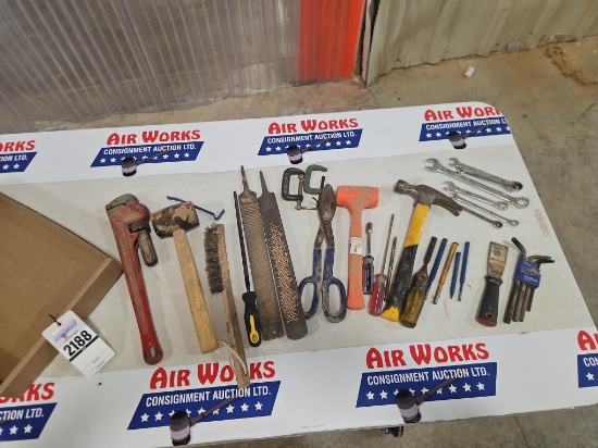 Assorted Hand Tools - Hammers, Snips, Wrenches, Files, Chisels