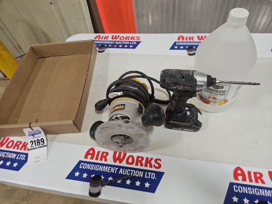 Dewalt DW618 7-1/4 hp Router, Makita 18v Impact