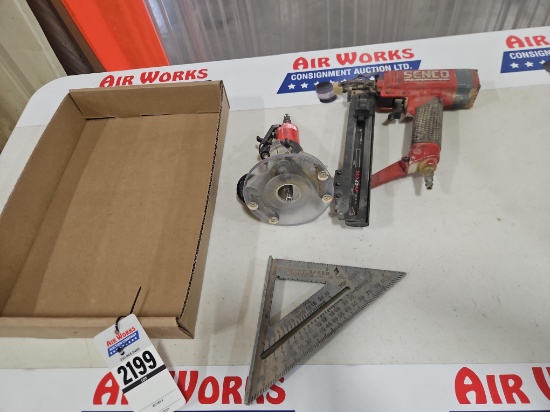 MVM Router w/Sioux Motor, Senco SLS25XP 18Ga Stapler, Speed Square
