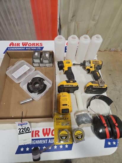 Dewalt DCF887 20v 1/4" Impact, Dewalt Flashlight, 3 Batteries, Cutter Heads, Tape Measures