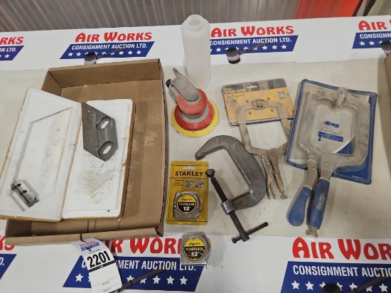 C-Clamp Vise Grip, Kreg Clamp, Tape Measures, 3M Orbital Sander