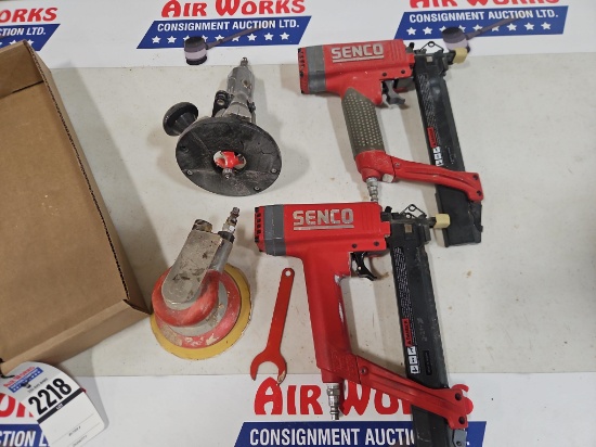 2 - Senco SLS25XP 18Ga Stapler, 3M Orbital Sander, MVM Router w/Pneumatic Motor