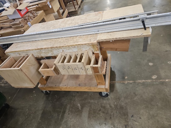 Wooden Rolling Cart, 4' Level, Framing Square, Aluminum Fence