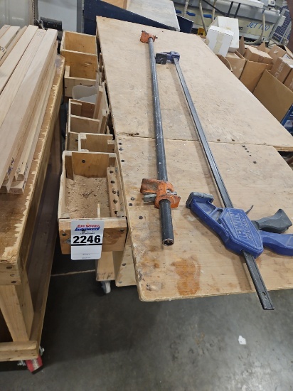 2 - Wooden Rolling Carts w/Clamps
