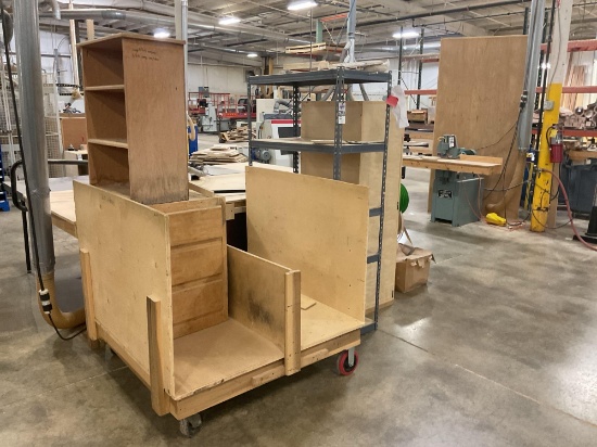 Wooden Cart & Shelving Unit