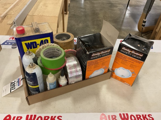 Box Lot - WD-40, Face Masks, Tape