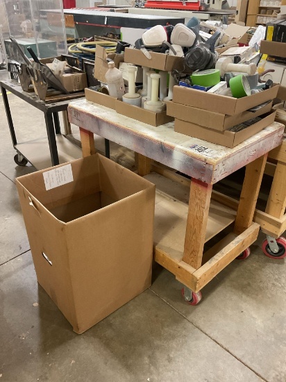 Cart & Contents - Stain Cloths, Shrink Wrap, Tape, Blendal Sticks, Ear Protection,