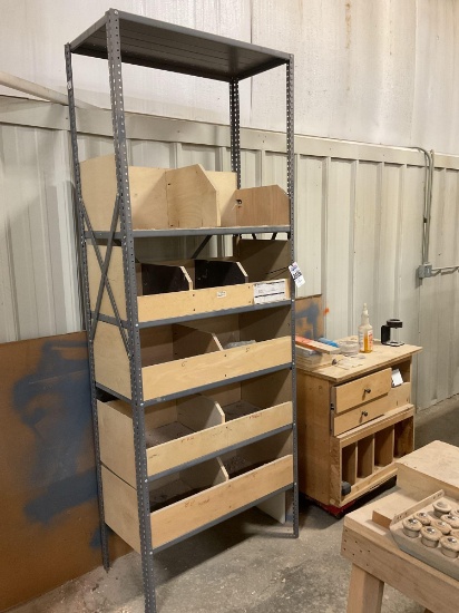 Metal Shelving Unit and Wooden Work Station