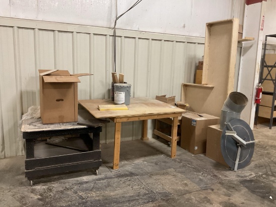 Wall Lot - Rolling Cart, Wooden Table, Filters, Stain Cloths
