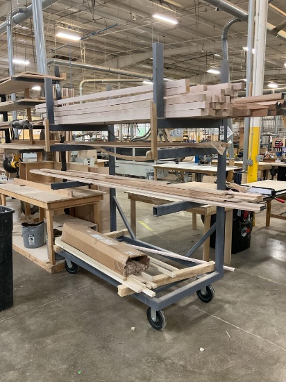 Rolling Metal Lumber Cart & Contents