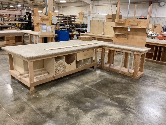 2 pc Wooden Assembly Work Station w/Padded Top & Contents