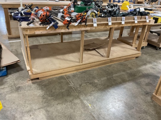 Large Wooden Work Bench - CONTENTS NOT INCLUDED