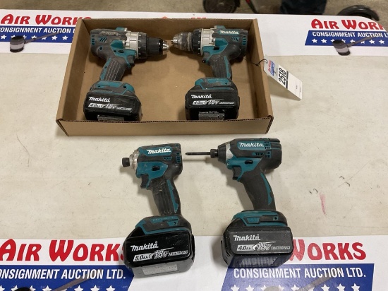Makita 18v - 2 Drills & 2 Impacts w/4 Batteries