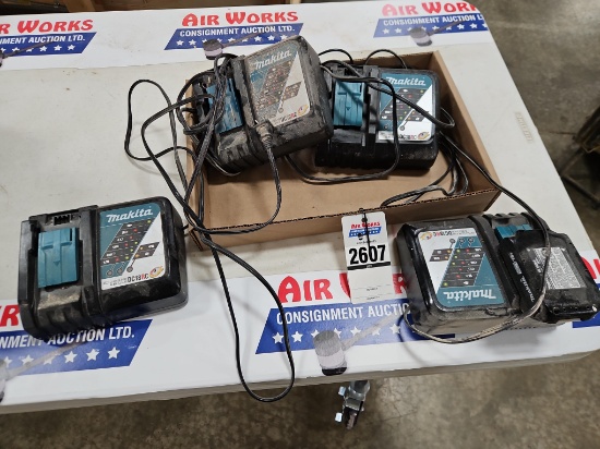 4 - Makita Battery Chargers w/1 Battery