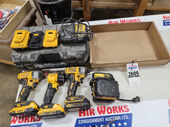 Dewalt 20v 2 - Impacts, 1 - Flashlight, 4 - Batteries & 2 Chargers