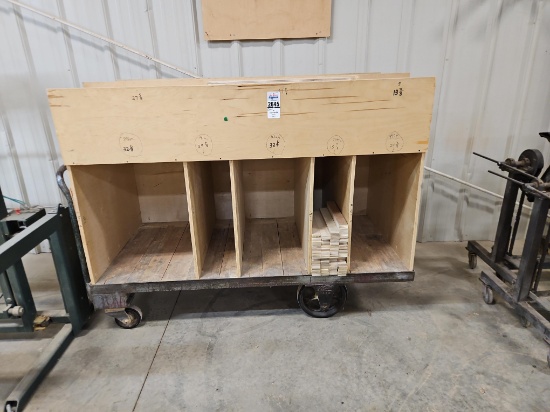 Wooden Rolling Cart w/Contents