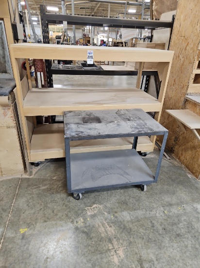 2 - Rolling Carts - 1 Metal & 1 Wooden