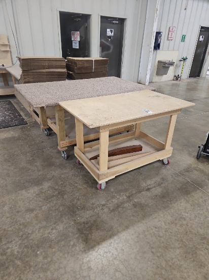 2 - Wooden Rolling Work Carts