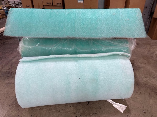 Fiberglass Paint Booth Exhaust Filter Media Rolls, Green/White Polyester