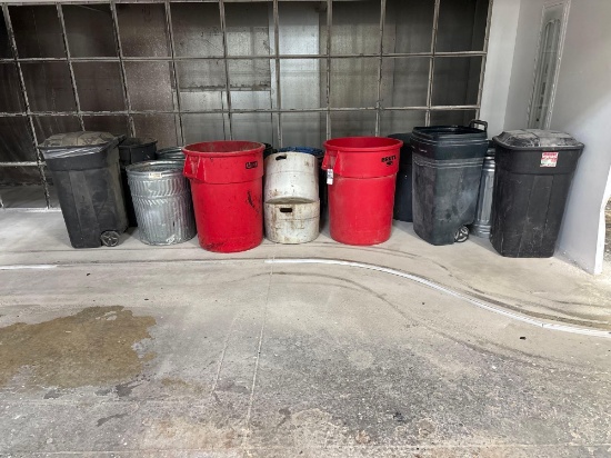 Assorted Trash Cans & Containers: Rubbermaid Brute, Incredible 45-Gal, Galvanized, Plastic