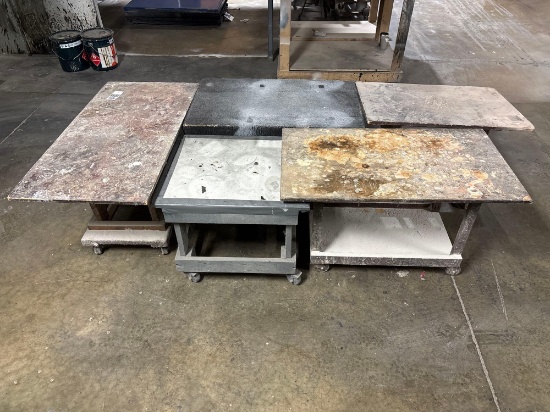 (5) Heavy-Duty Mobile Industrial Work Tables on Casters