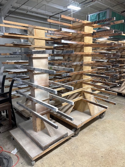 (4) Wooden Panel Drying Racks on Wheeled Dollies