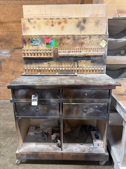 Mobile Shop Workbench with Pegboard Tool Organizer Back Panel