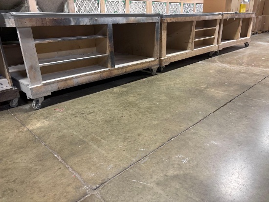 (3) Wooden Rolling Workbench with Lower Shelving