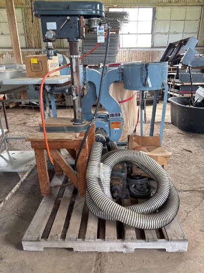 Skid Lot - Tabletop Drill Press, Dust Collector, w/Hose & Gearbox & Pullies